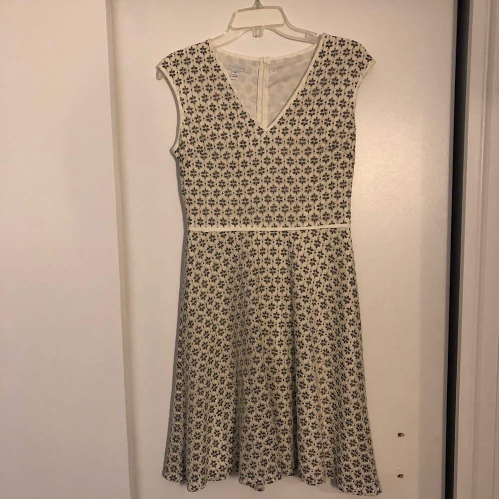 London Times Ivory and Black Patterned Dress